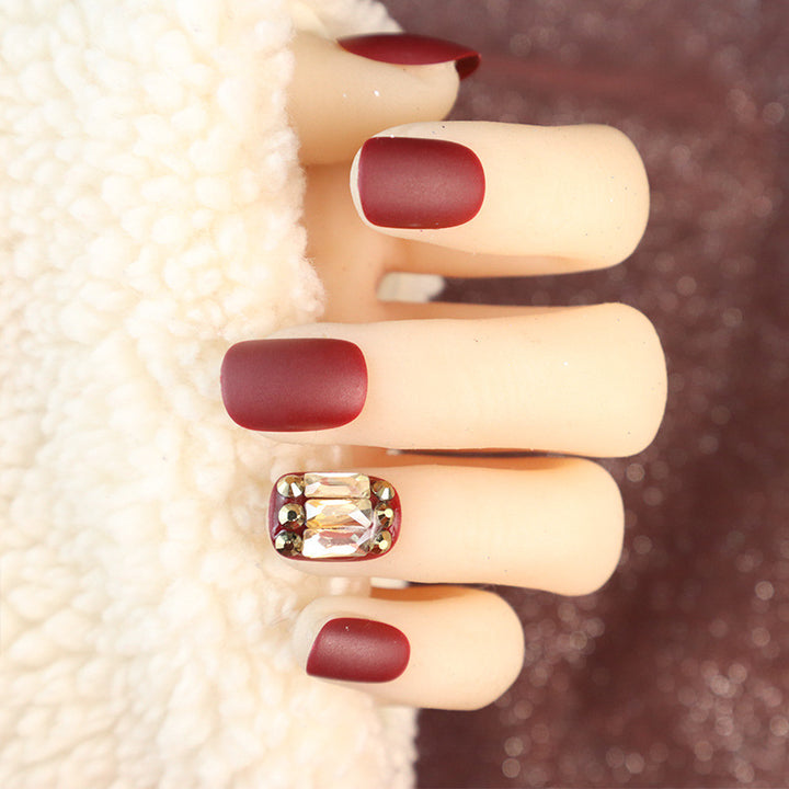 Premium Matte Press-On Nail Set with Crystal Accents Stornfield