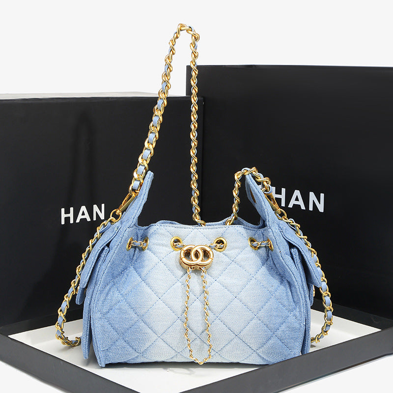 Quilted Drawstring Bucket Handbag