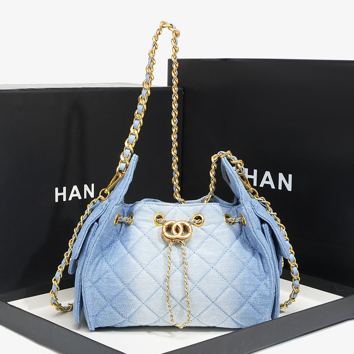 Quilted Drawstring Bucket Handbag