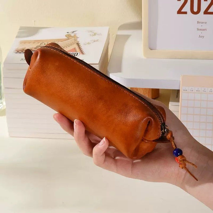 Leather Zippered Pencil Case