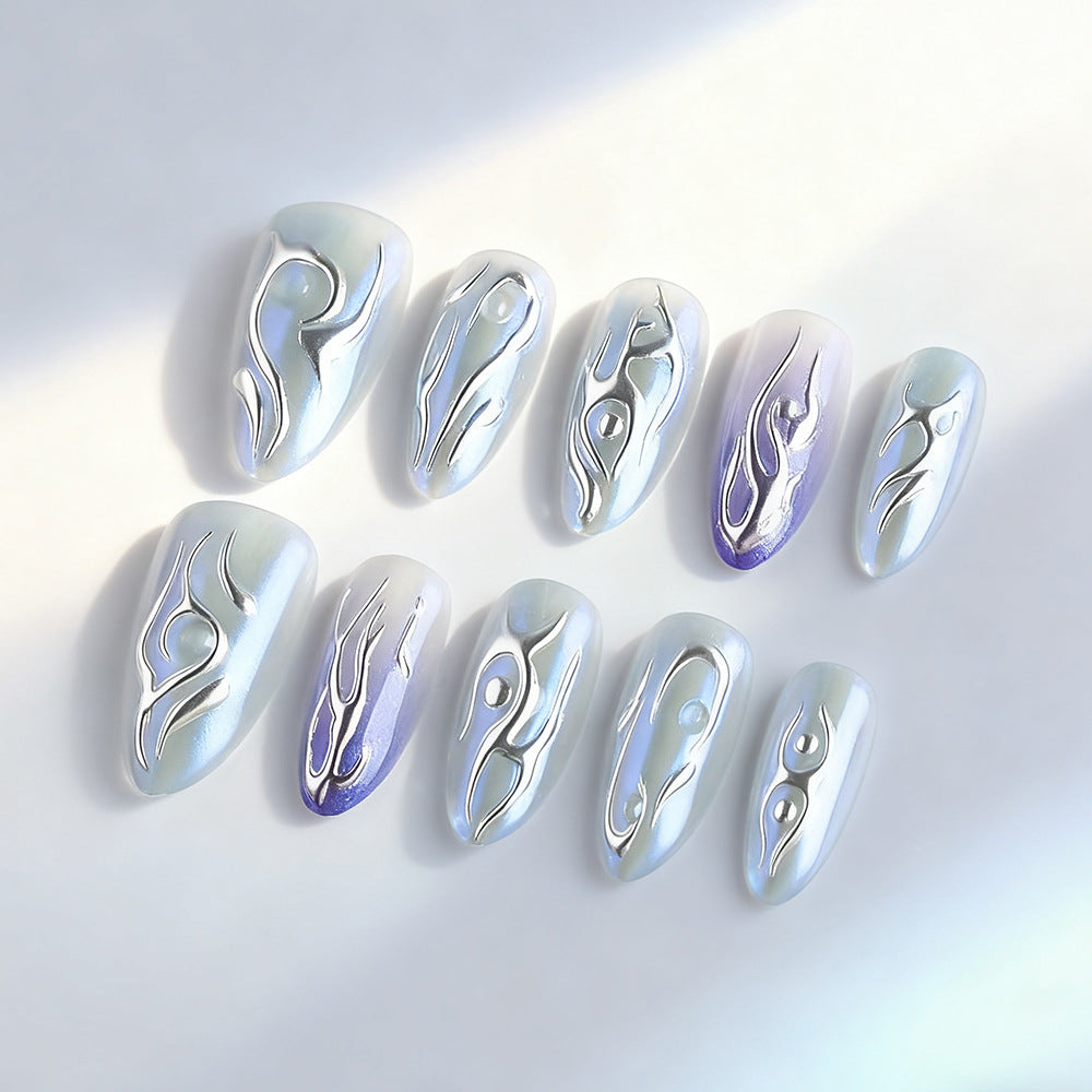 Artistic Press-On Nails with 3D Design Stornfield