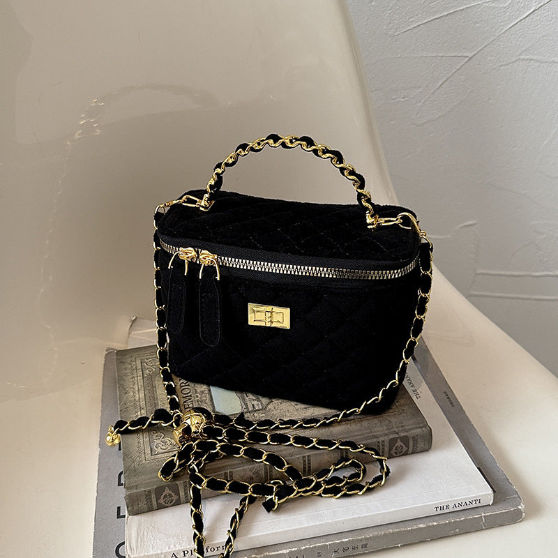 Quilted Suede Crossbody Handbag