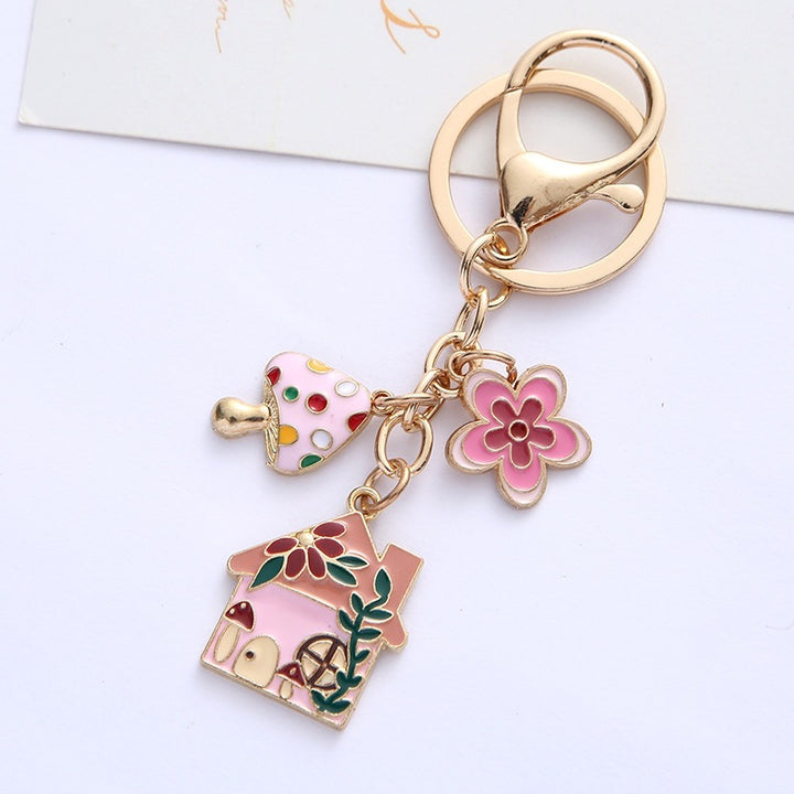 Keychain with Creative Flower and House Design Stornfield