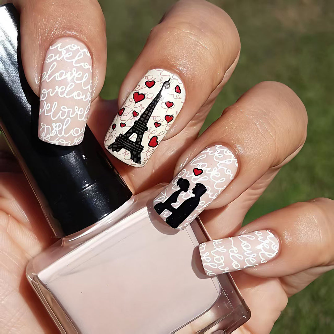Artificials nails with Romantic Eiffel Tower design Stornfield