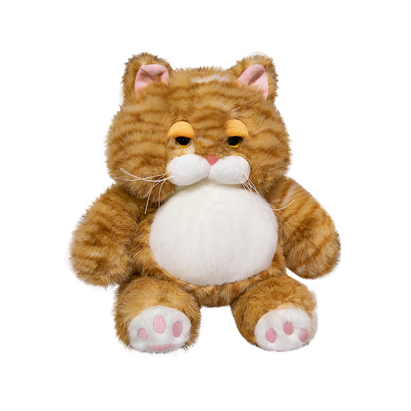 Chubby Plush Tabby Cat Sitting Cuddler with Embroidered Face, Whiskers & Bean-Fill Base Stornfield