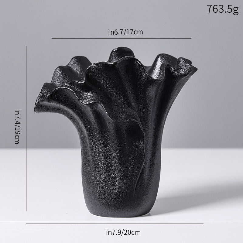 Decorative Sculptural Black Ceramic Vase Stornfeild