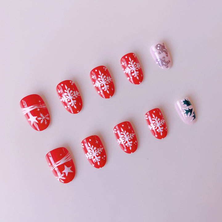 Artificial nail set with winter motifs and glamorous Christmas designs Stornfield