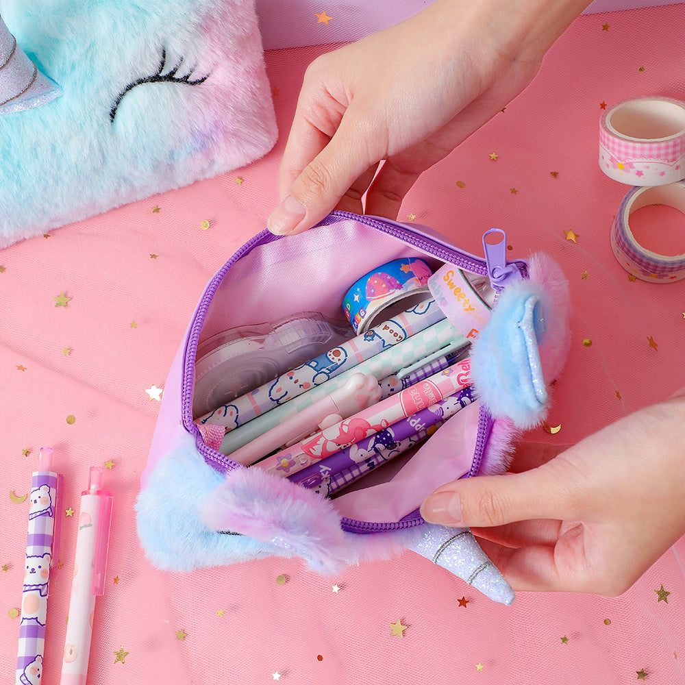 Plush Unicorn-Themed Pencil Case