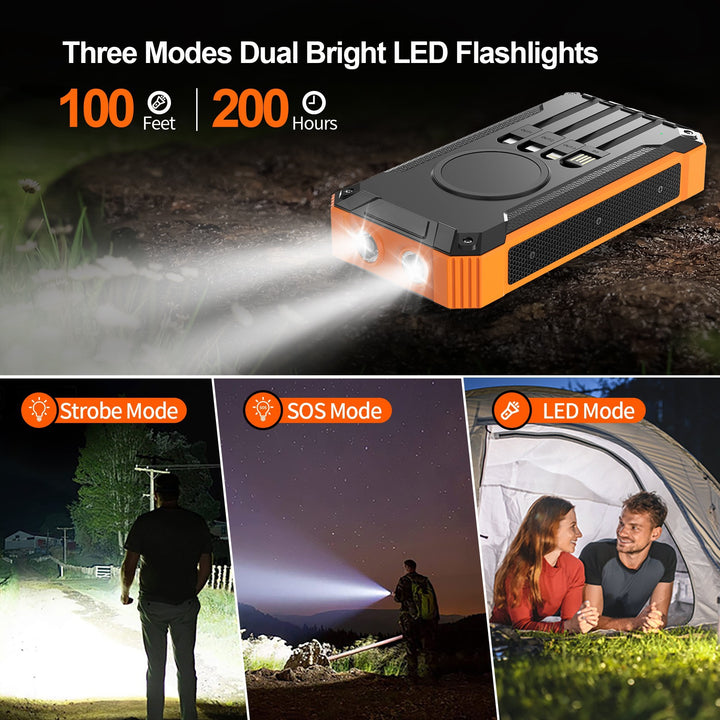 High-performance solar power bank with double LED light and fast charging function Stornfield