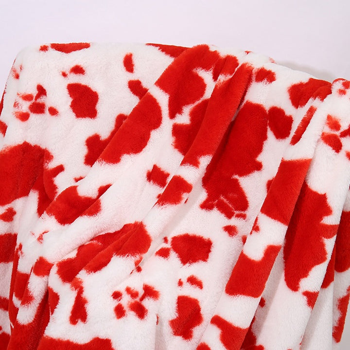 Ultra-Soft Cow Print Fleece Throw Blanket