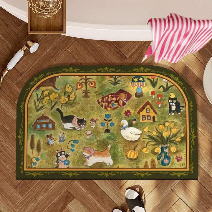 Whimsical Animal-Themed Bath Mat