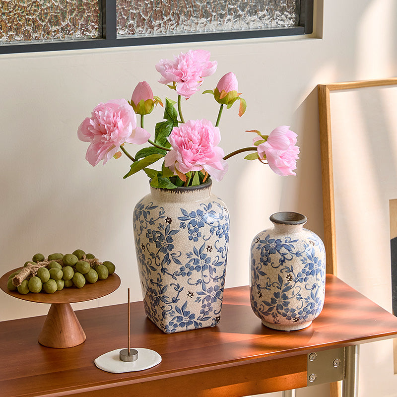 Floral-Patterned Decorative Ceramic Vase