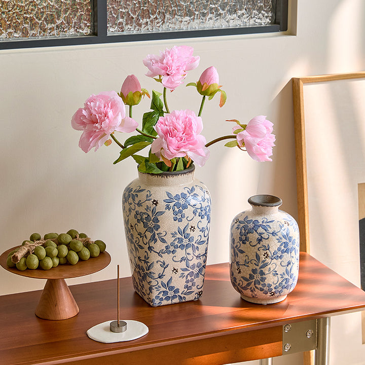 Floral-Patterned Decorative Ceramic Vase