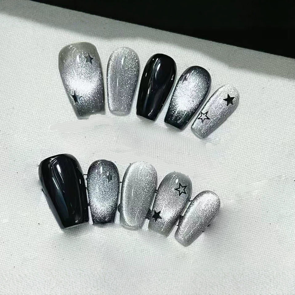 Glittery Star-Pattern Press-On Nail Art Set Stornfield