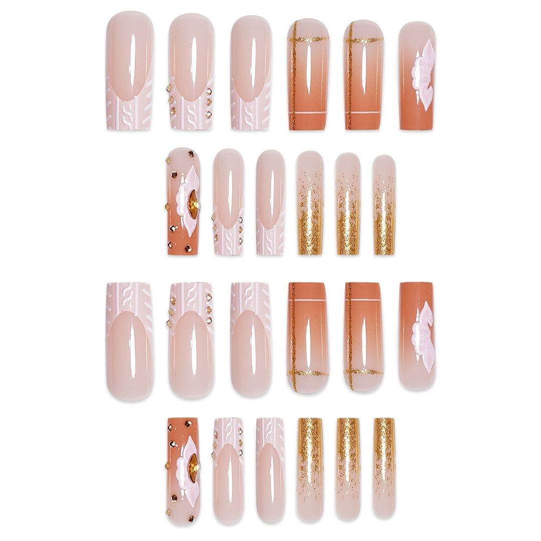 Glamorous Floral Embellished Press-On Nail Art Stornfield