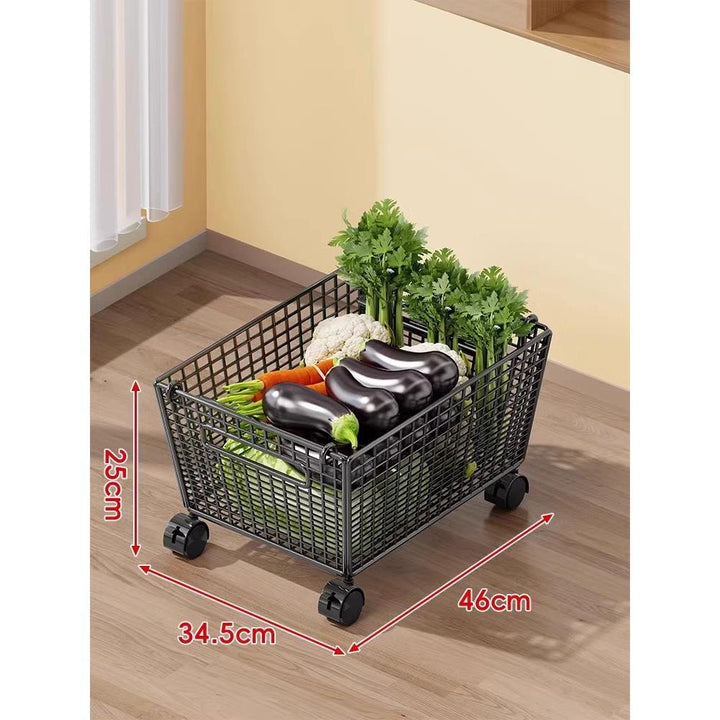 Vertical Mesh Countertop Produce and Pantry Organizer with Two-Tier Shelf and Tall Herb Compartment