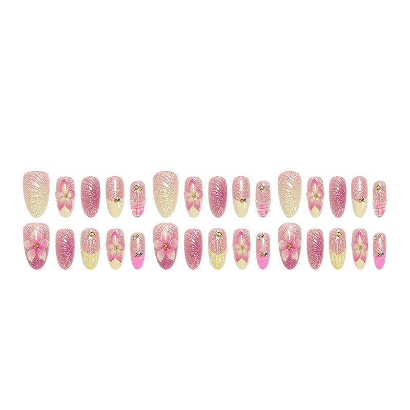 Artificial nail set with floral 3D decorations Stornfield