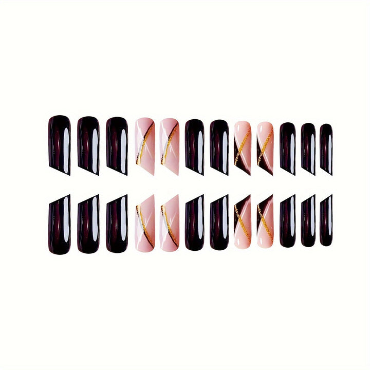 Elegant Stiletto Nail Enhancements with Golden Accents Stornfield
