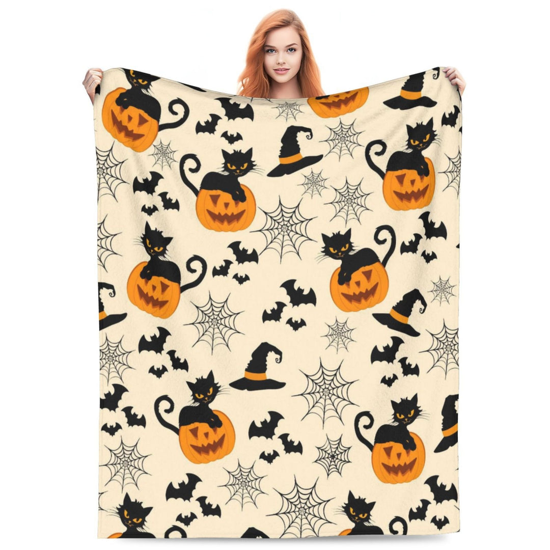Halloween-Themed Cozy Fleece Blanket