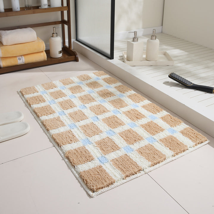 Luxurious Soft Checkered Bath Rug Set