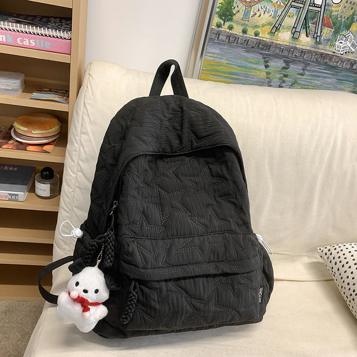 Quilted Backpack with Decorative Charm Stornfield