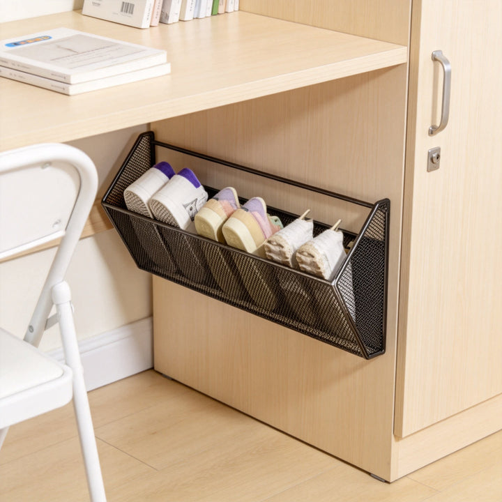Wall-Mounted Mesh Slipper and Shoe Storage Basket Organizer