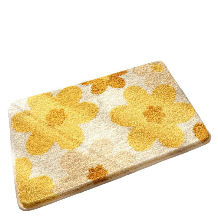 Plush Floral Design Bath Mat Stornfield