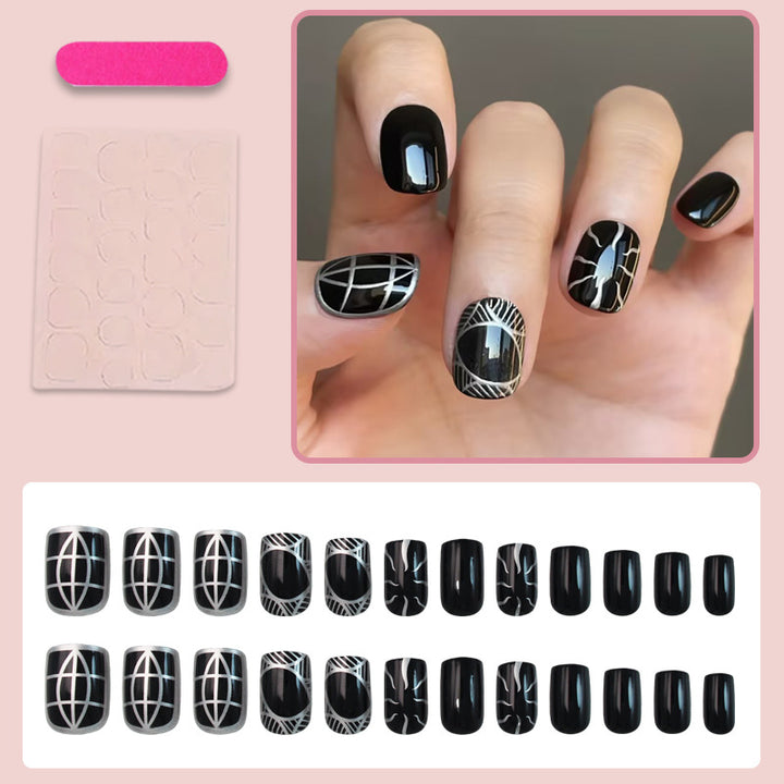 Artificial nail set with geometric design Stornfield