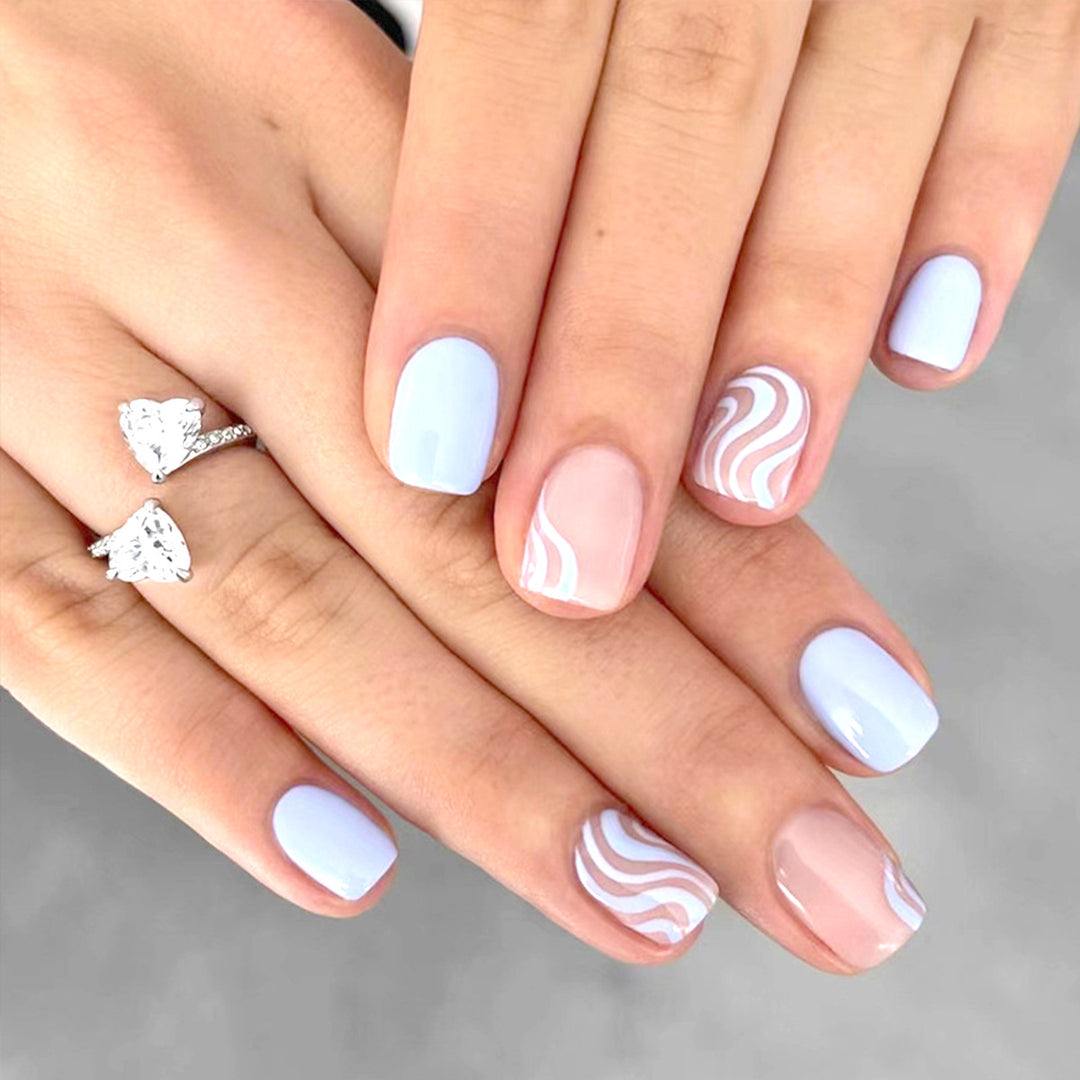Floral Wave Design Press-On Nail Art Stornfield
