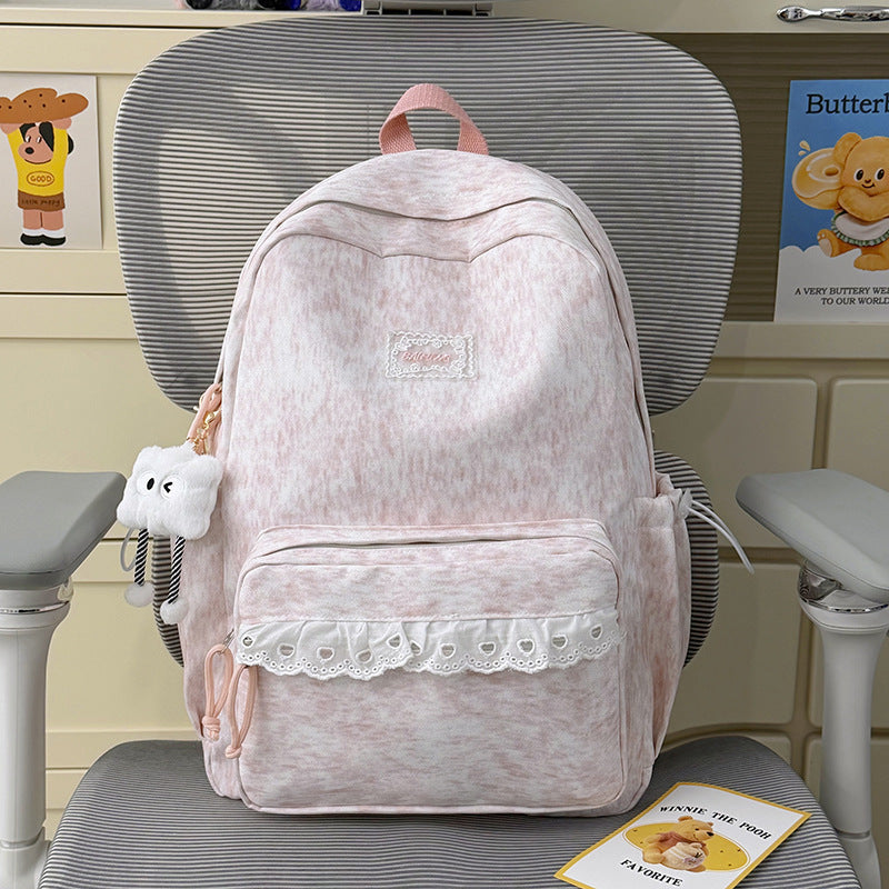 Stylish Backpack with Decorative Lace Trim Stornfield