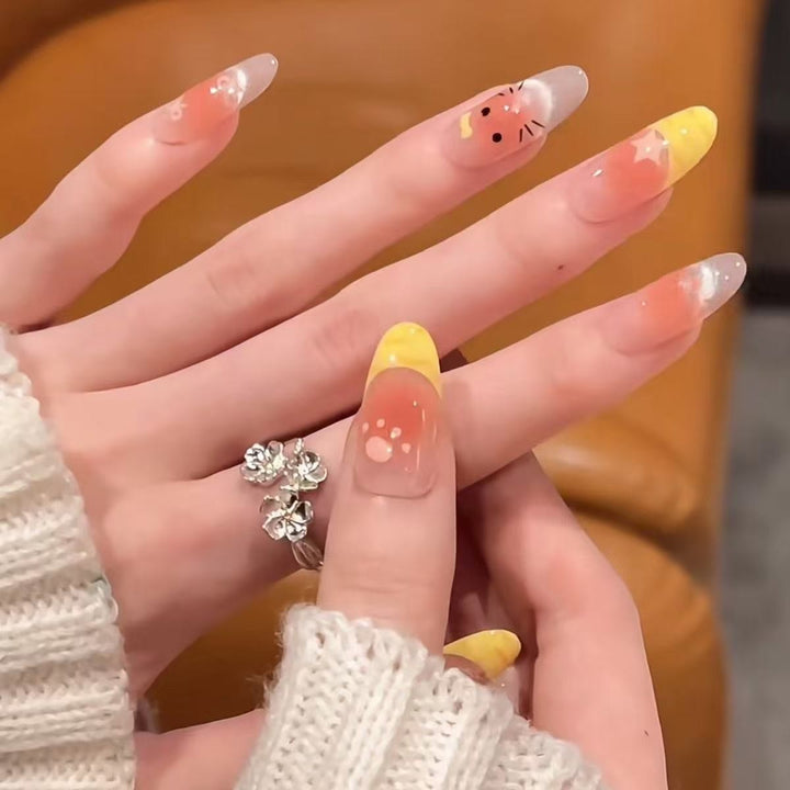 Artistic Stiletto Press-On Nails with Silver Accents Stornfield