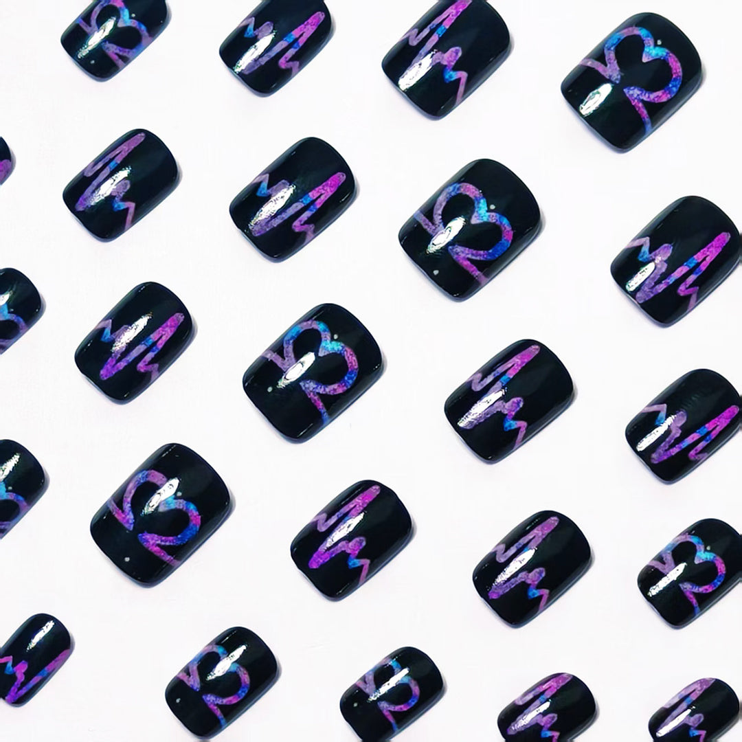 Artificial nail set with heart and EKG motif Stornfield