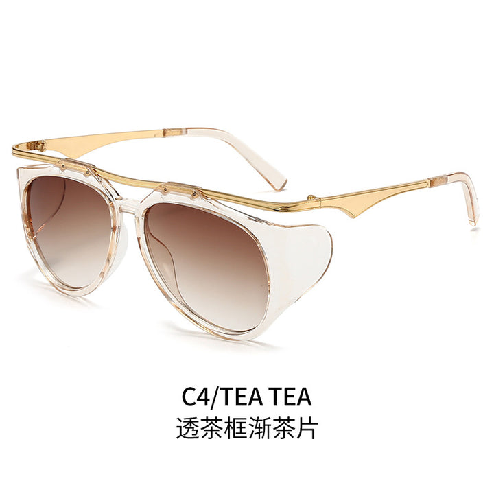 Ladies Fashion Sport Sunglasses with Oversized Frame and Golden Accents Stornfield
