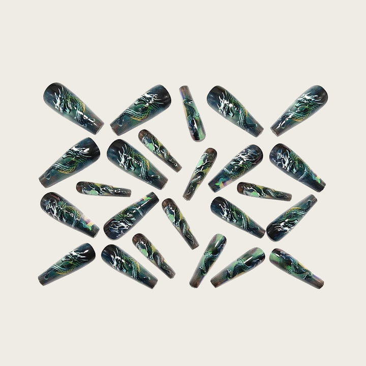 Artificial nails with impressive dragon relief Stornfield