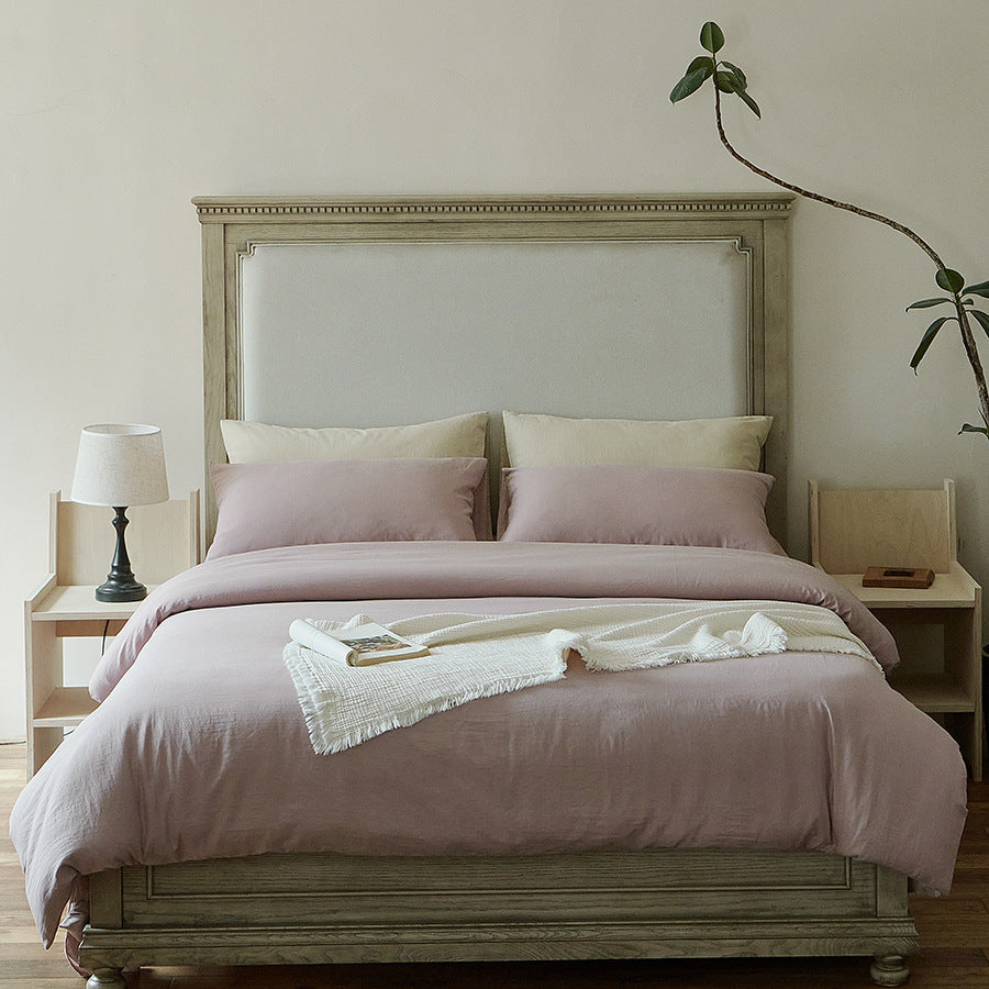 Stonewashed Cotton Sateen Duvet Cover and Sheet Set with Envelope Pillowcases
