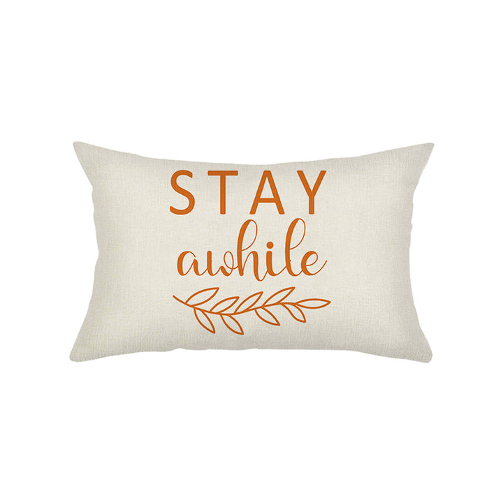 Rectangular Linen-Texture Lumbar Throw Pillow Cover with 'Home Sweet Home' Script & Hidden Zipper