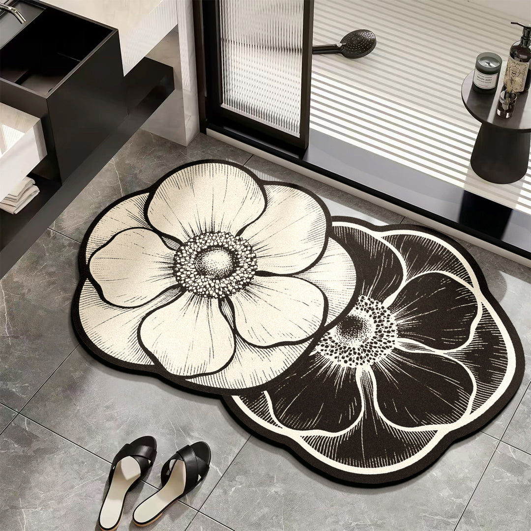 Floral Design Bathroom Mat