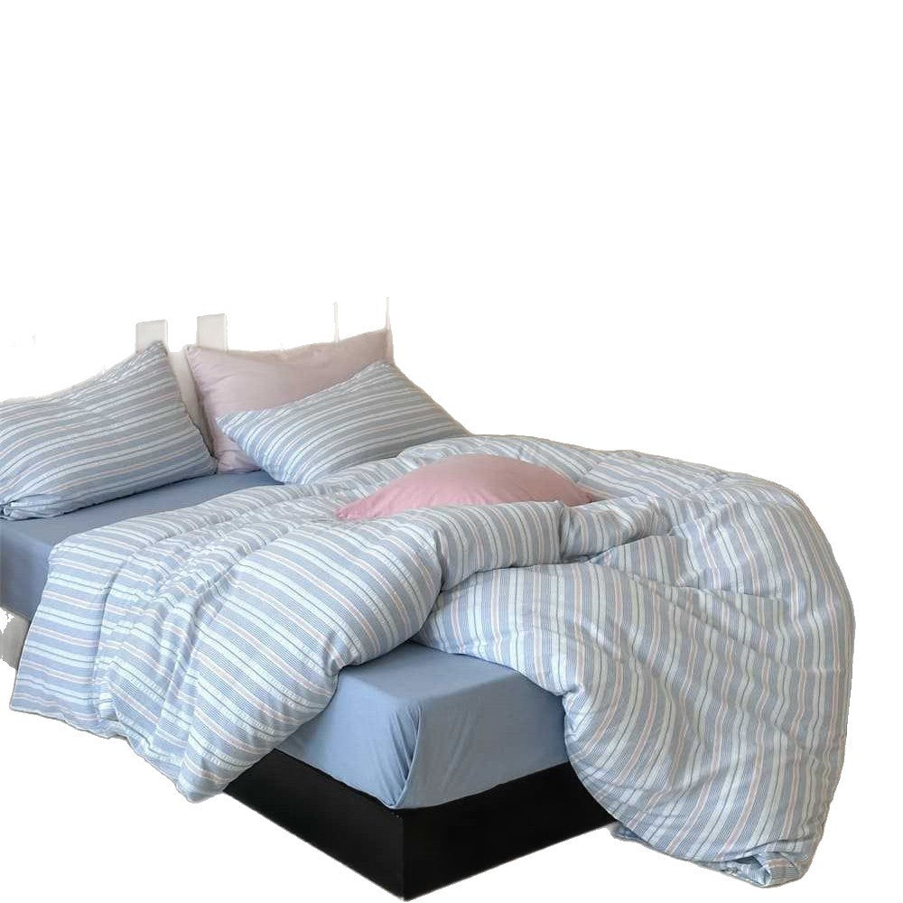 Lightweight Cotton-Linen Striped Duvet Cover and Pillowcase Set