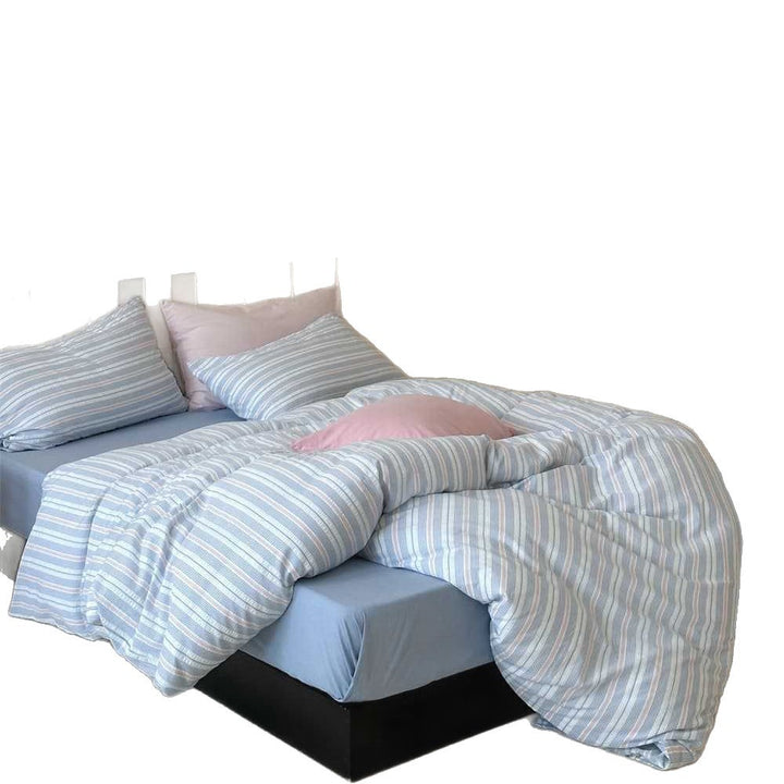 Lightweight Cotton-Linen Striped Duvet Cover and Pillowcase Set