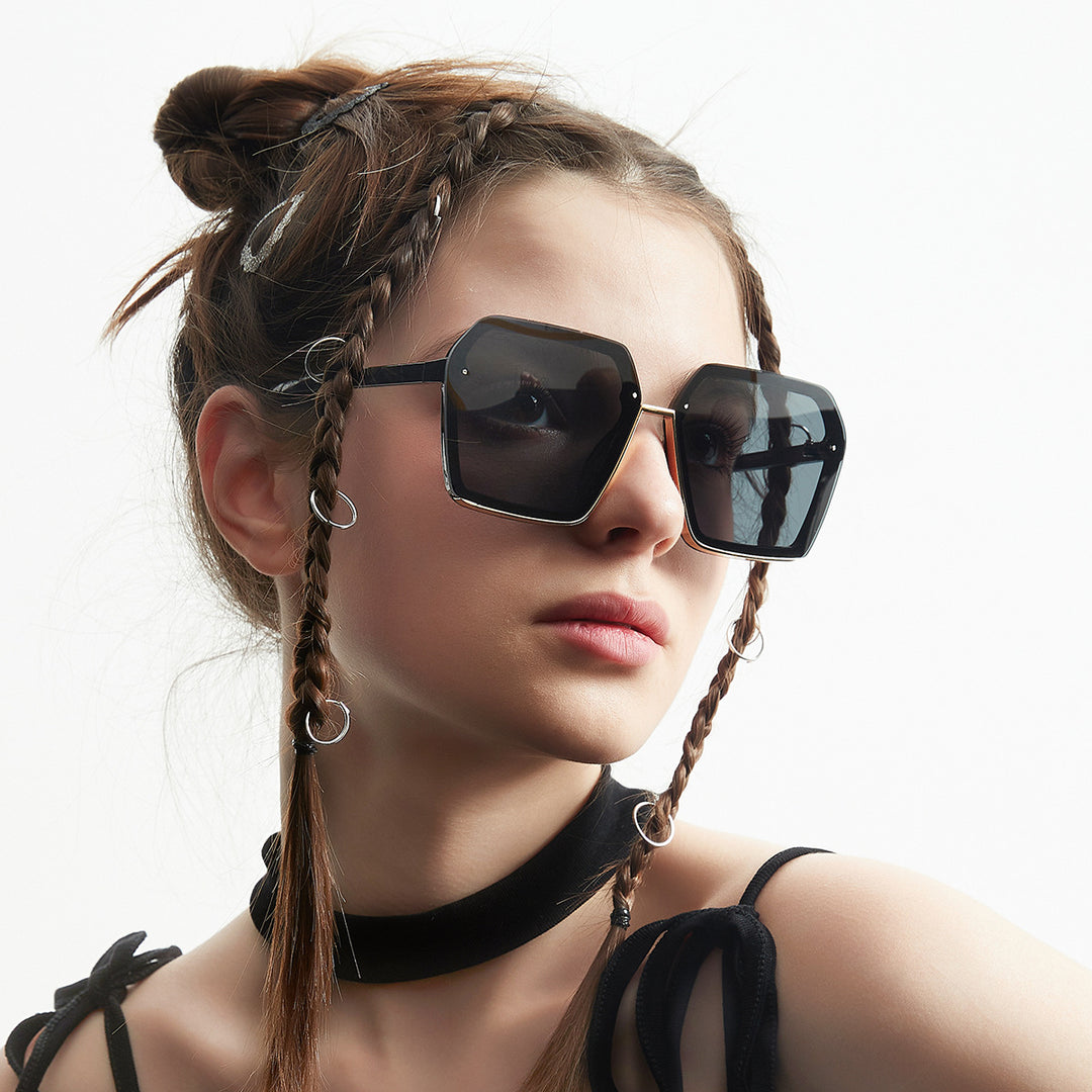 Women's creative oversized sunglasses with unique geometry Stornfield