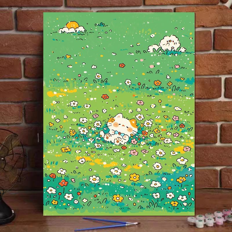 Cute Cat Illustration Canvas Art Print Stornfield