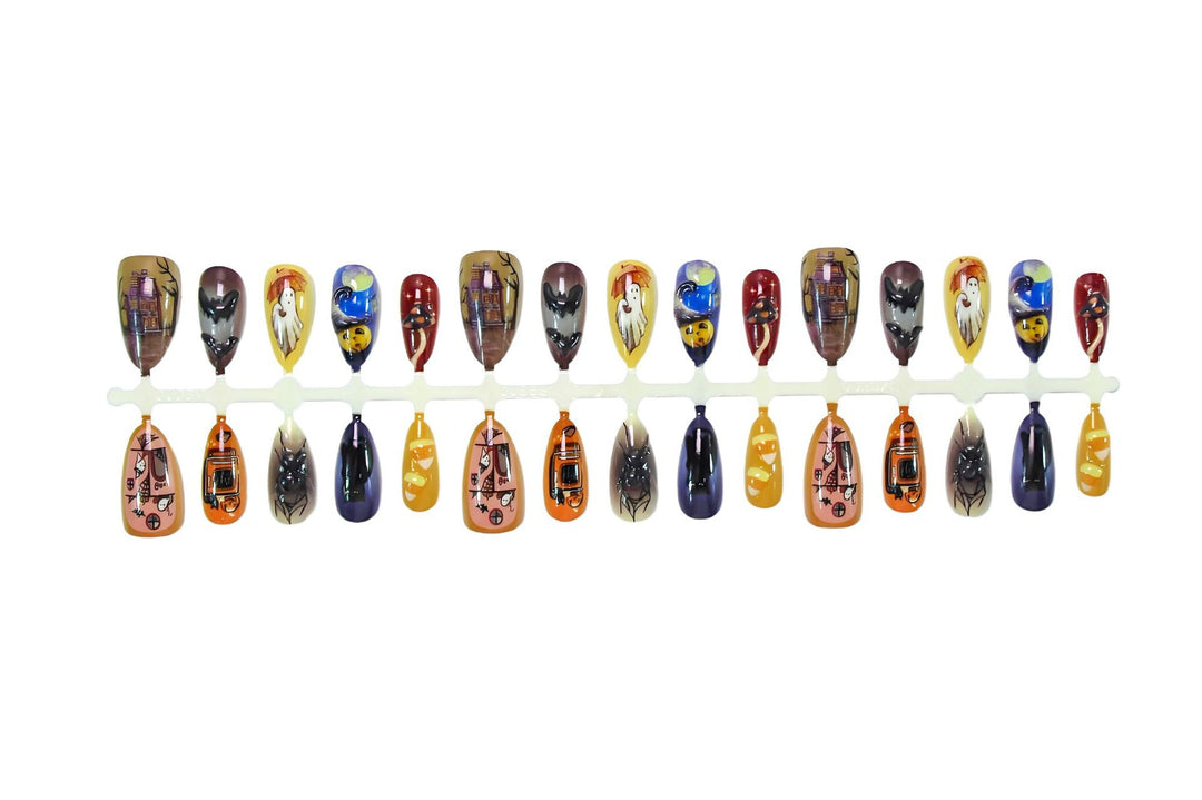 Halloween Art Nail Set with Creative Ghost, Pumpkin, and Animal Designs Stornfield