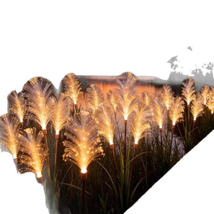 Solar Fiber Optic Garden Pathway Lights With Warm LED Flexible Stakes Stornfield