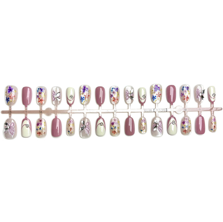 Floral Artistic Press-On Nail Set