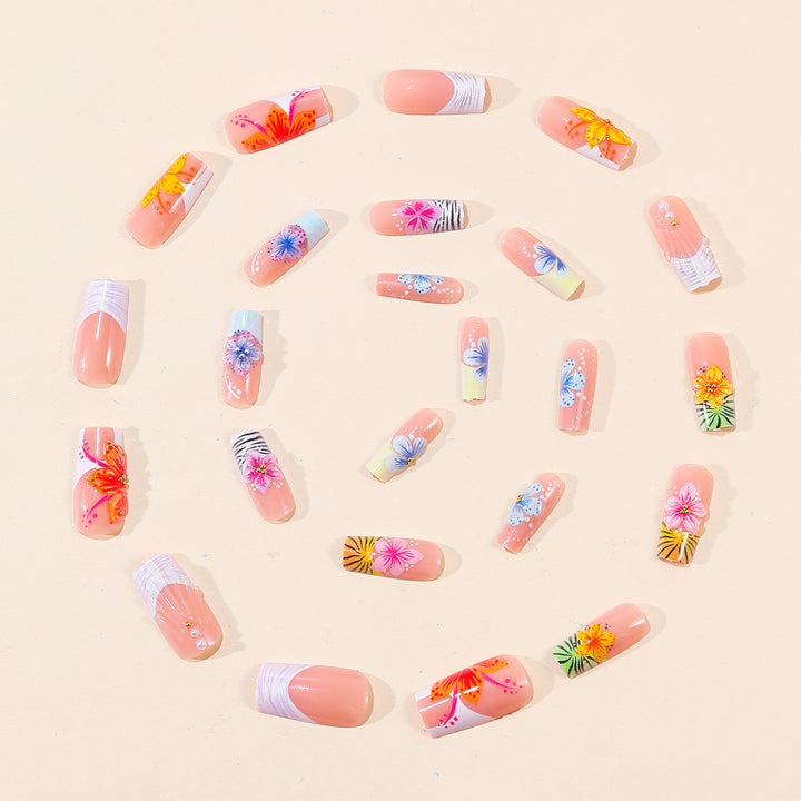 Tropical Floral Acrylic Nail Art Extensions Stornfield