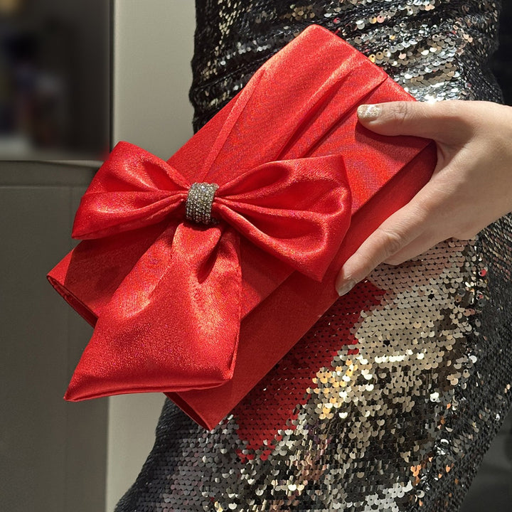 Luxe Satin Bow Clutch Bag