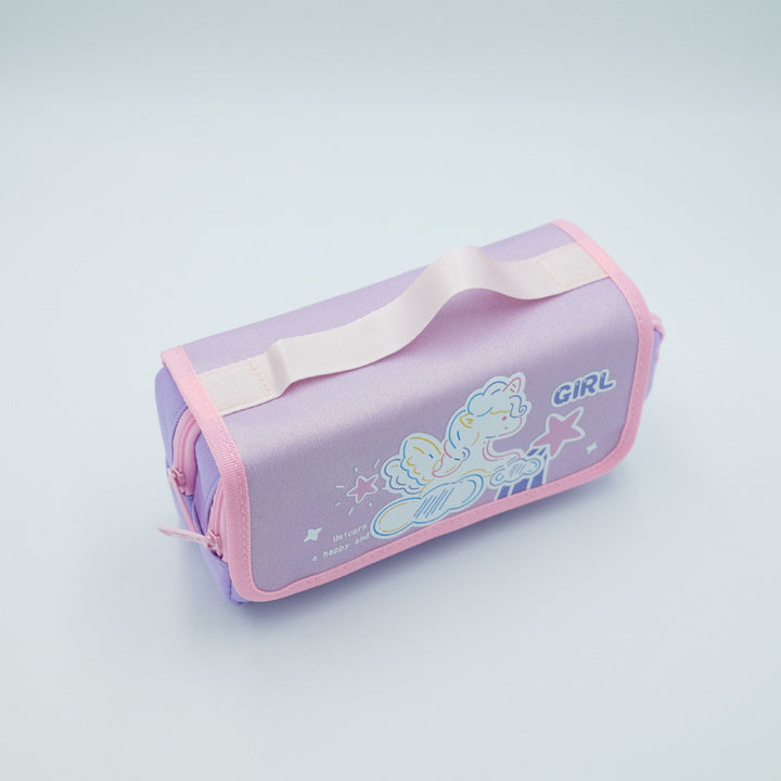 Glittery Unicorn-Themed Dual-Zipper Pencil Case