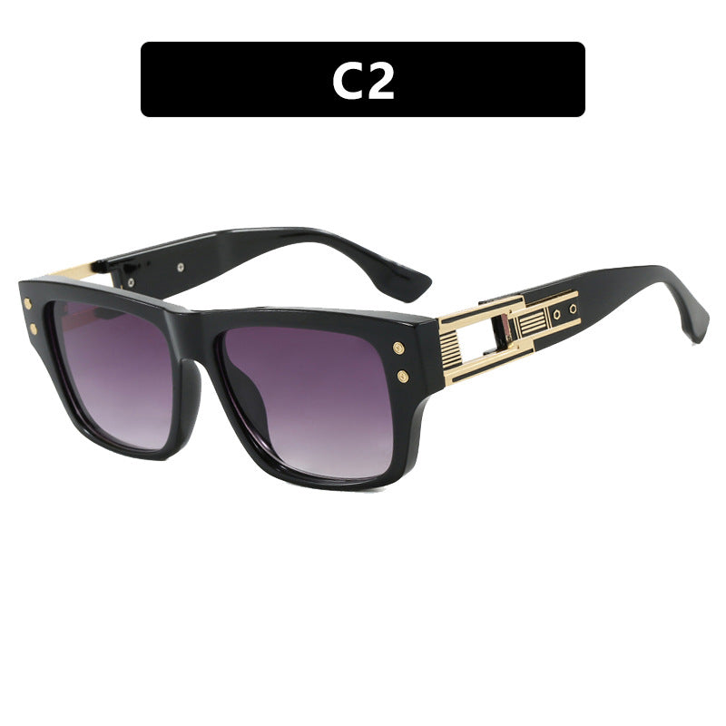 Women’s trendy square sunglasses with elegant gold decorative structure Stornfield
