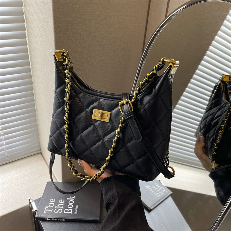 Quilted Chain-Handle Shoulder Bag
