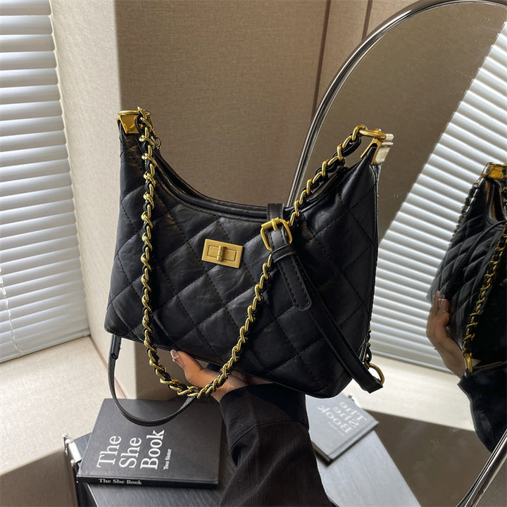 Quilted Chain-Handle Shoulder Bag